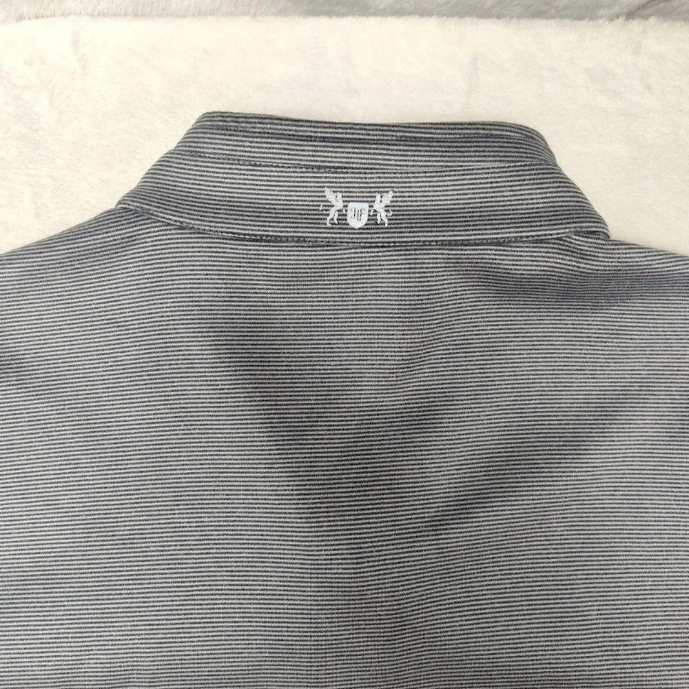 Hickey Freeman Sweater Mens M Gray Striped 1/4 Zip Pullover Golf Stretch Work